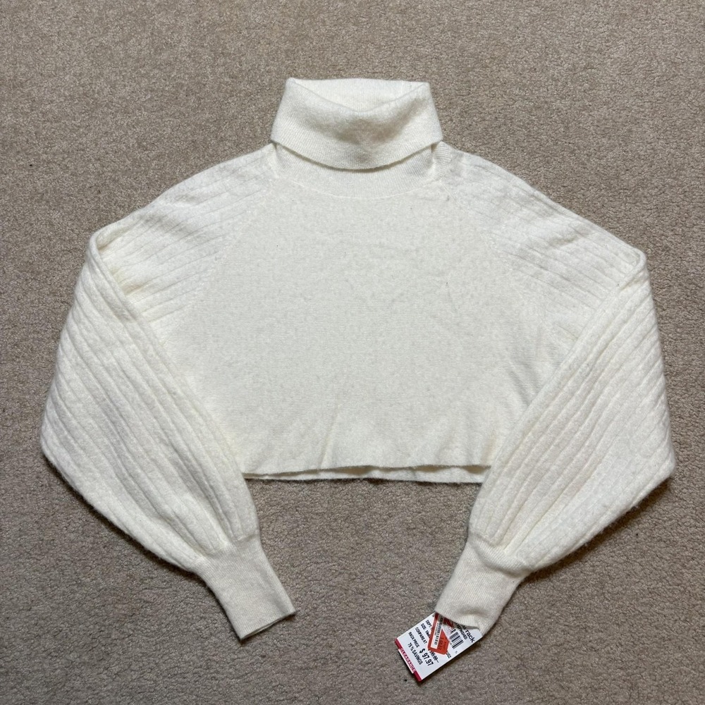 AllSaints Sweater Womens Medium‎ White Margot Turtleneck Balloon Sleeve